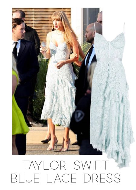 Taylor Swift blue lace dress. Wedding guest dress. What Taylor Swift wore to Jack Antonoff wedding
.
.
.
… 

#LTKwedding #LTKover40 #LTKstyletip