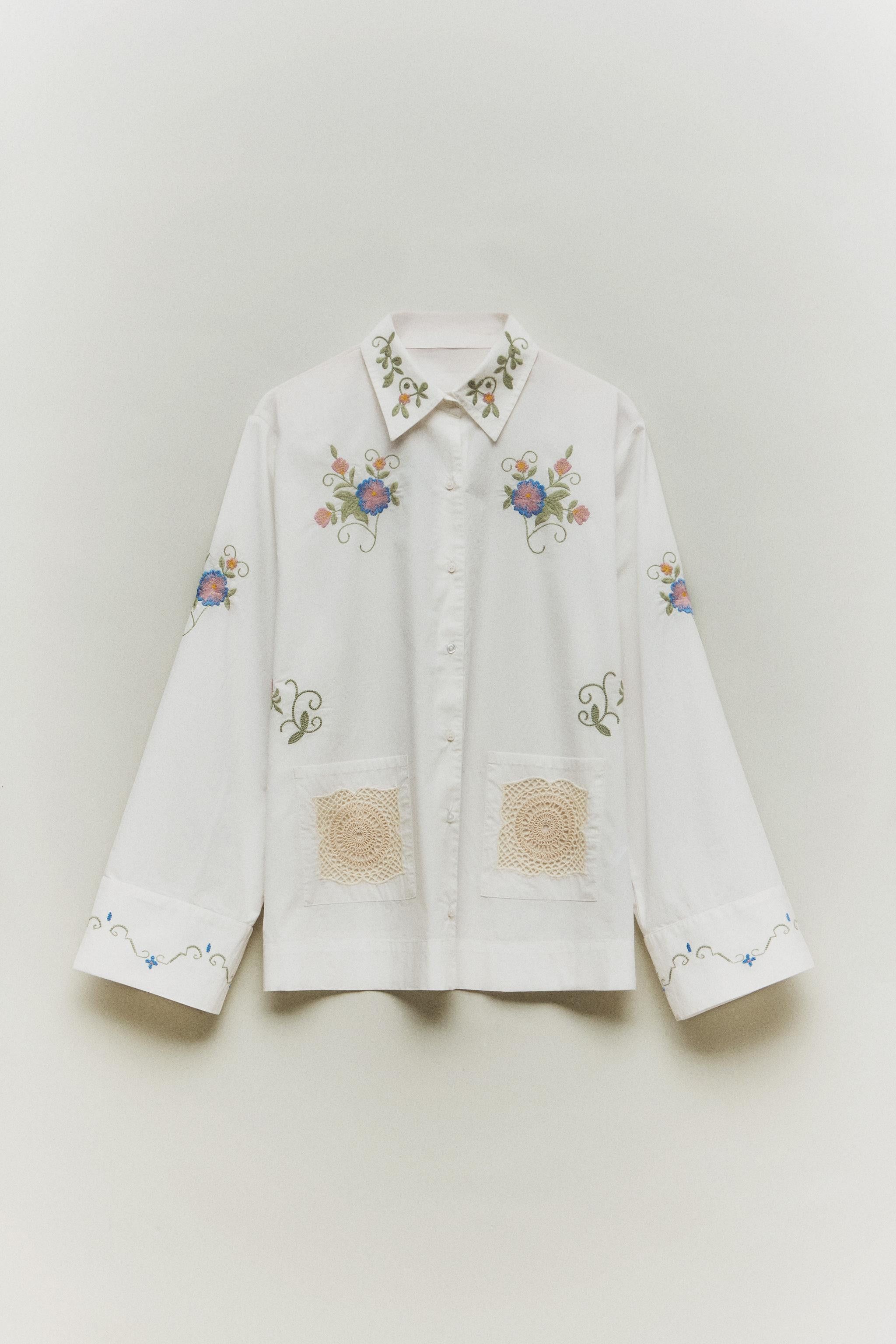 EMBROIDERED CROCHET SHIRT | Zara US