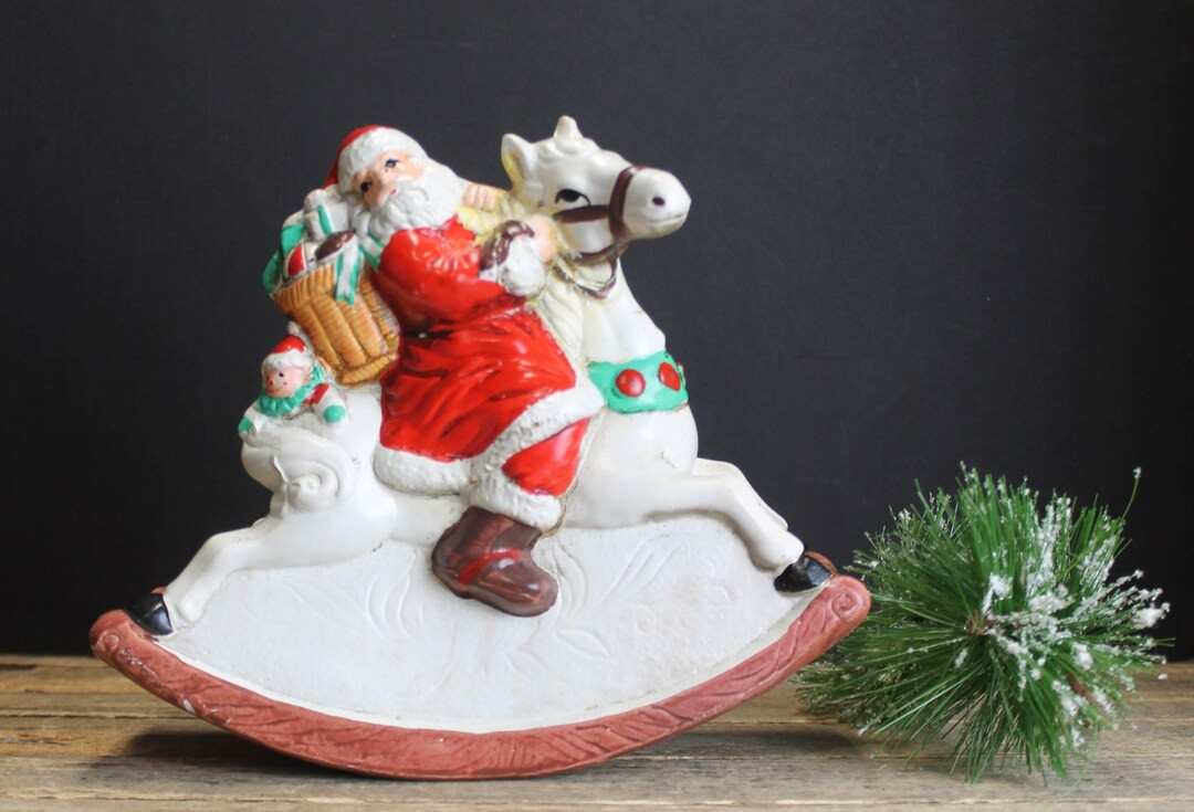 Vintage Musical Santa Rocking Horse Music Box: Plays 'santa Claus is Coming to Town' - Etsy | Etsy (US)