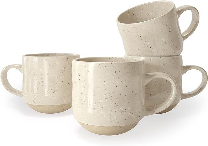 Set of 4 Large 16oz Ceramic Coffee Mugs – Stoneware Coffee Mug Tea Cup Set, 5.75" x 4" x 3.75",... | Amazon (US)