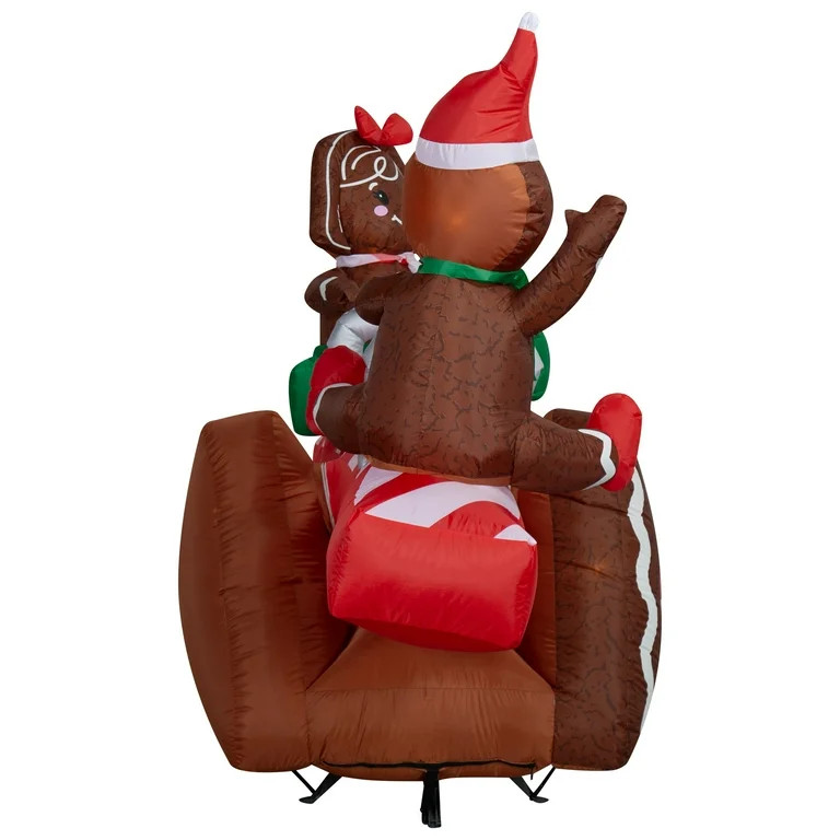 Multicolor Animated Teeter Totter with Gingerbread Couple Christmas Airblown Yard Inflatable, 56"... | Walmart (US)