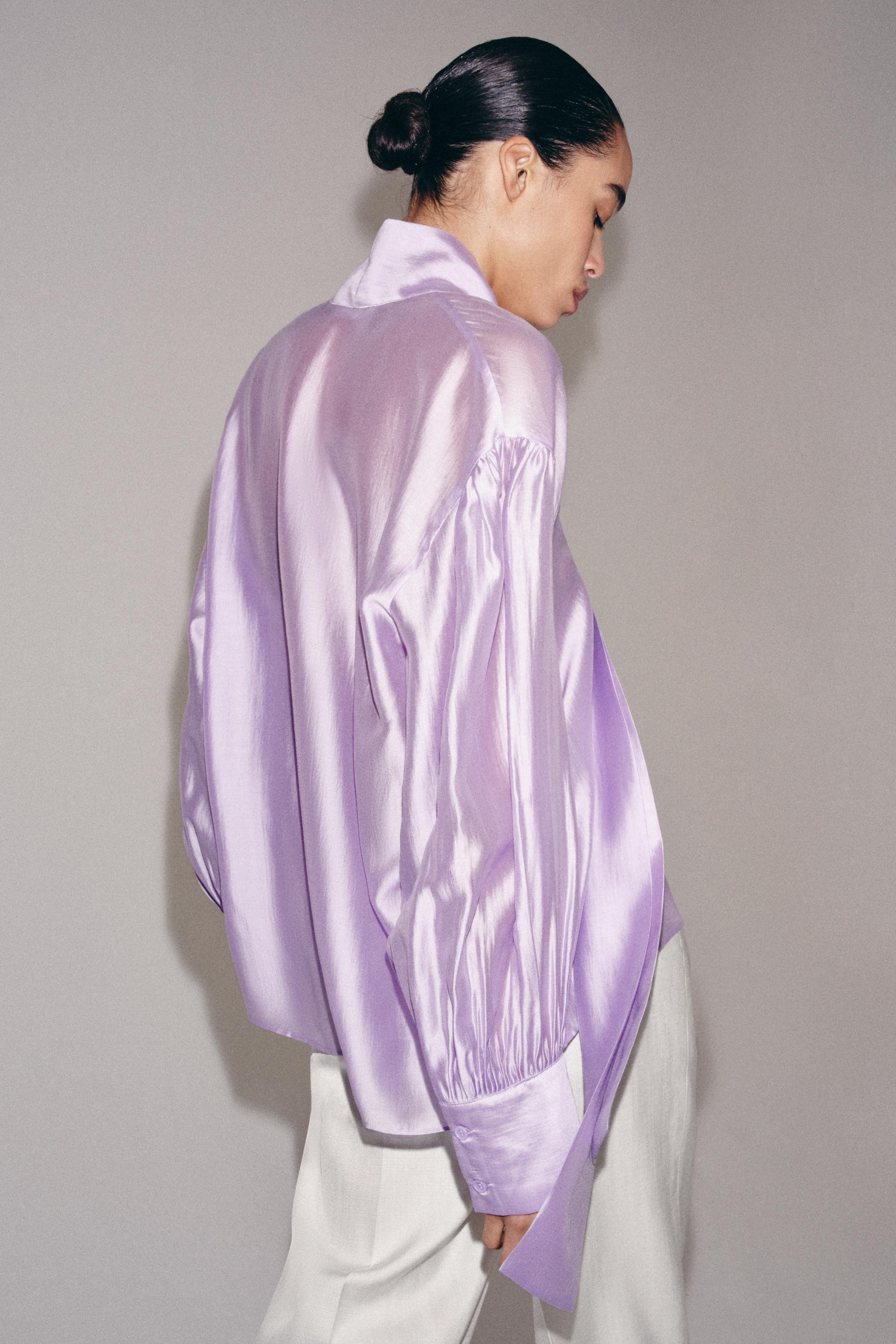 SATIN EFFECT SHIRT WITH TIES ZW COLLECTION | Zara US