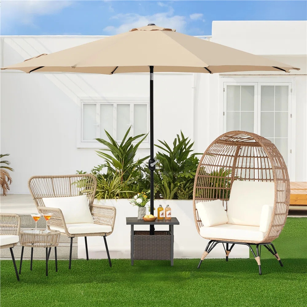 Cynthie HDPE Rattan Indoor& Outdoor Egg-shaped Lounge Chair with 4 Cushions | Wayfair North America