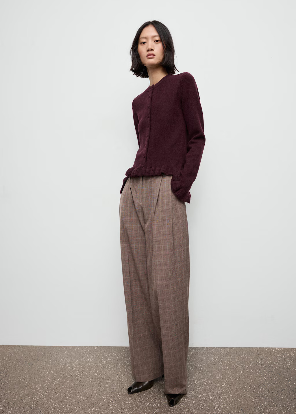 Ruffle knit cardigan wine - Woman - XXS - MANGO | MANGO (UK)
