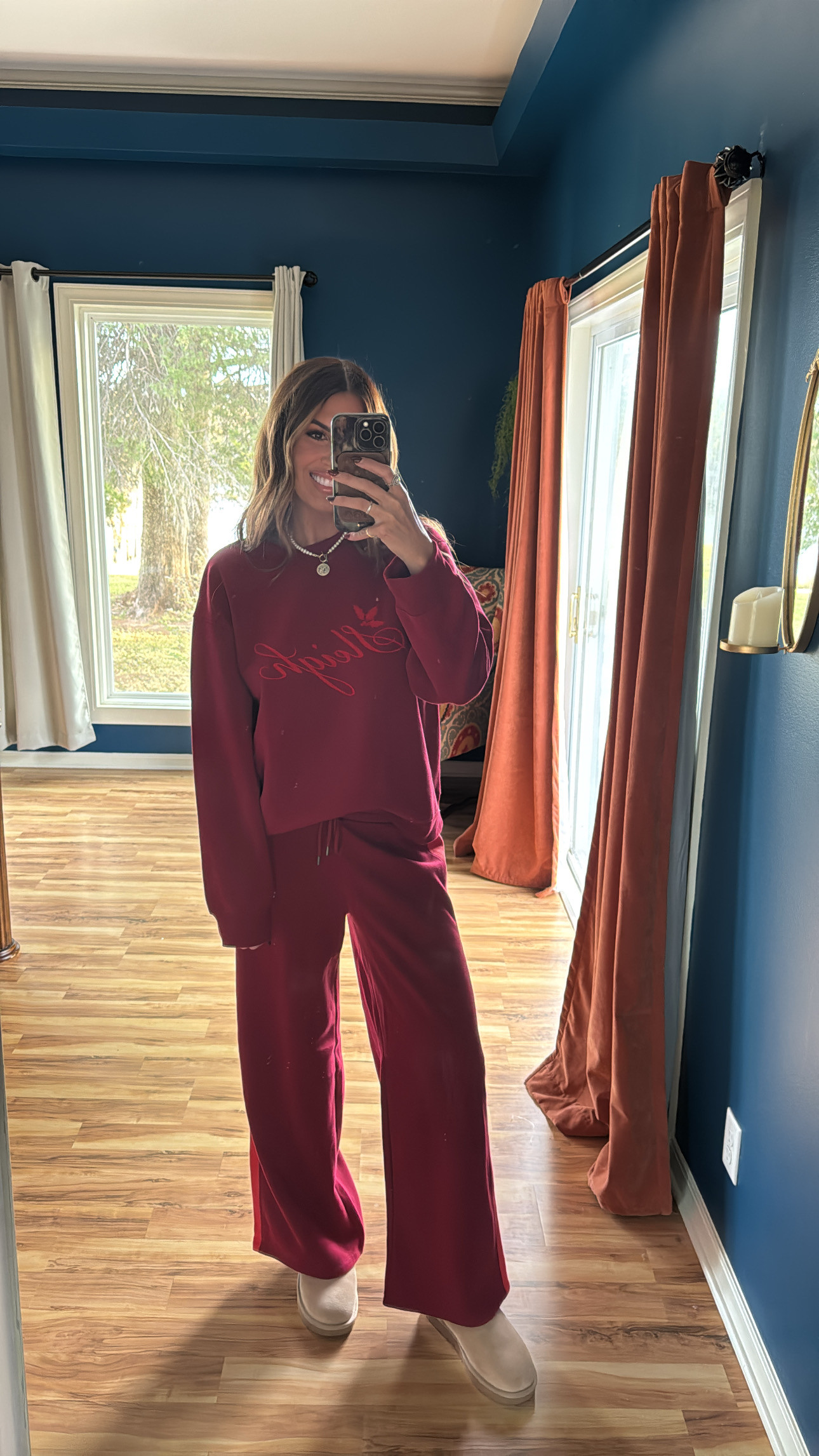 the cutest holiday cozy set ❤️
wearing a medium sweatshirt and small sweatpants 🫶🏼 

 #LTKCyberWeek #LTKHoliday #LTKSaleAlert