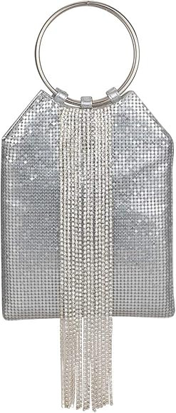 Wrist Handle Cocktail Party Wedding Evening Clutch Crystal Rhinestone Tassels Tote Handbag Metal ... | Amazon (US)