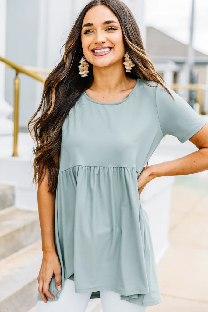 Make It Known Light Green Babydoll Top | The Mint Julep Boutique