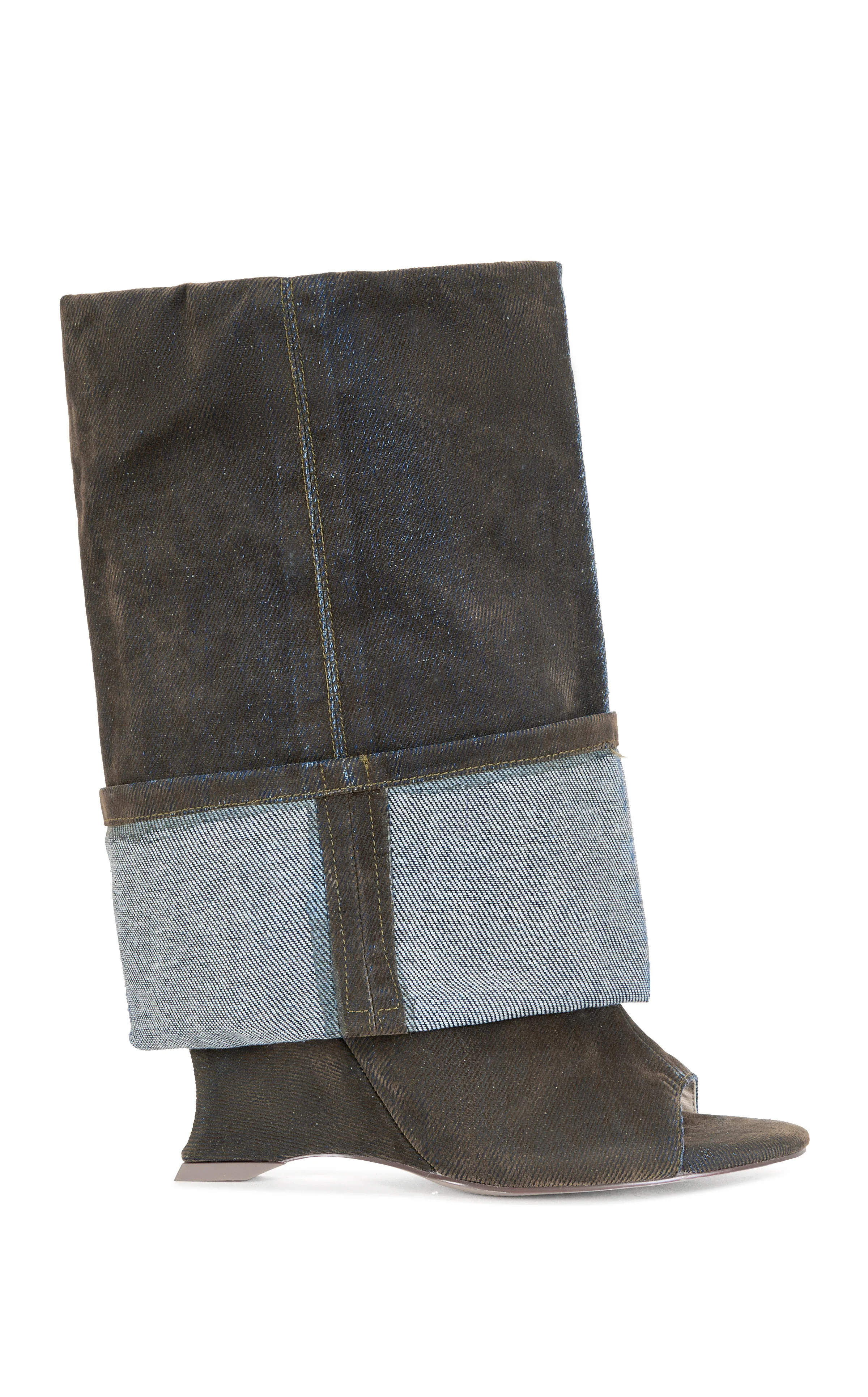 TIN-BROWN PEEP TOE WEDGE BOOTIE | Azalea Wang