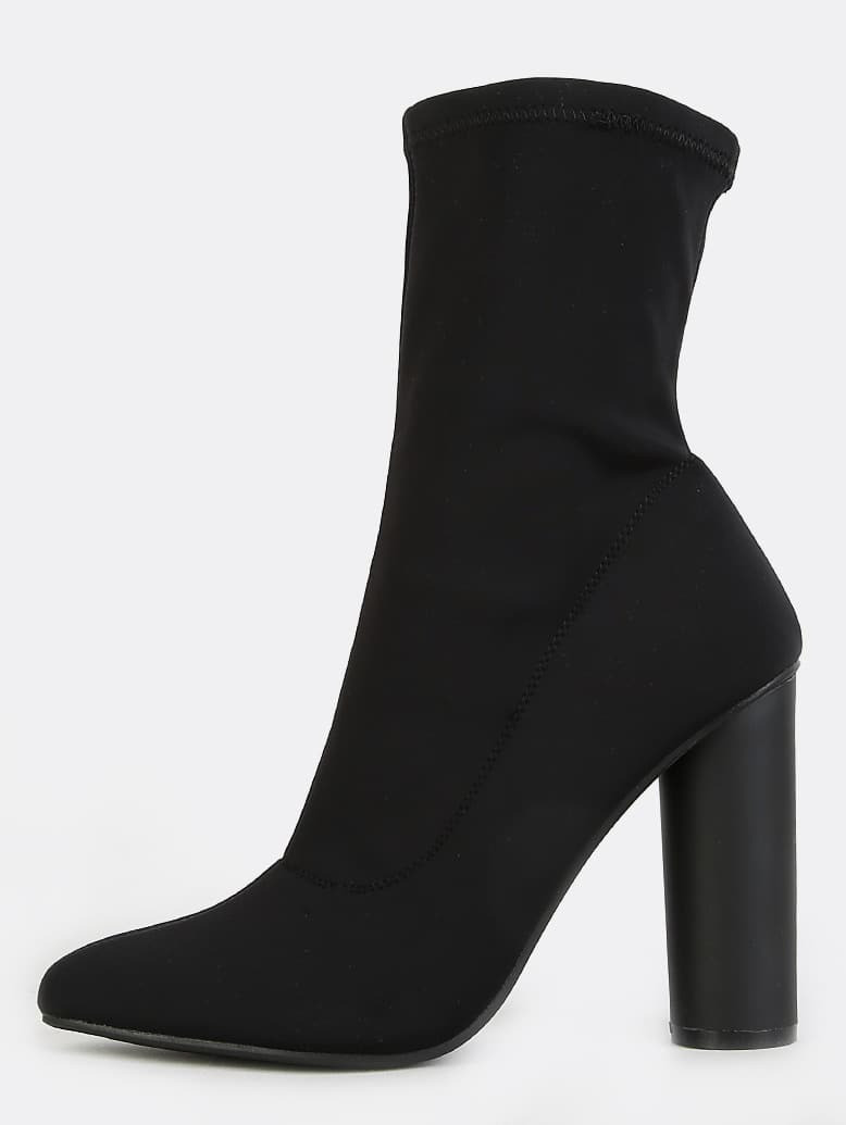 Pointy Toe Cylinder Heel Boots BLACK | SHEIN