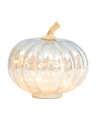 9x8.5in Led Etched Glass Pumpkin | TJ Maxx