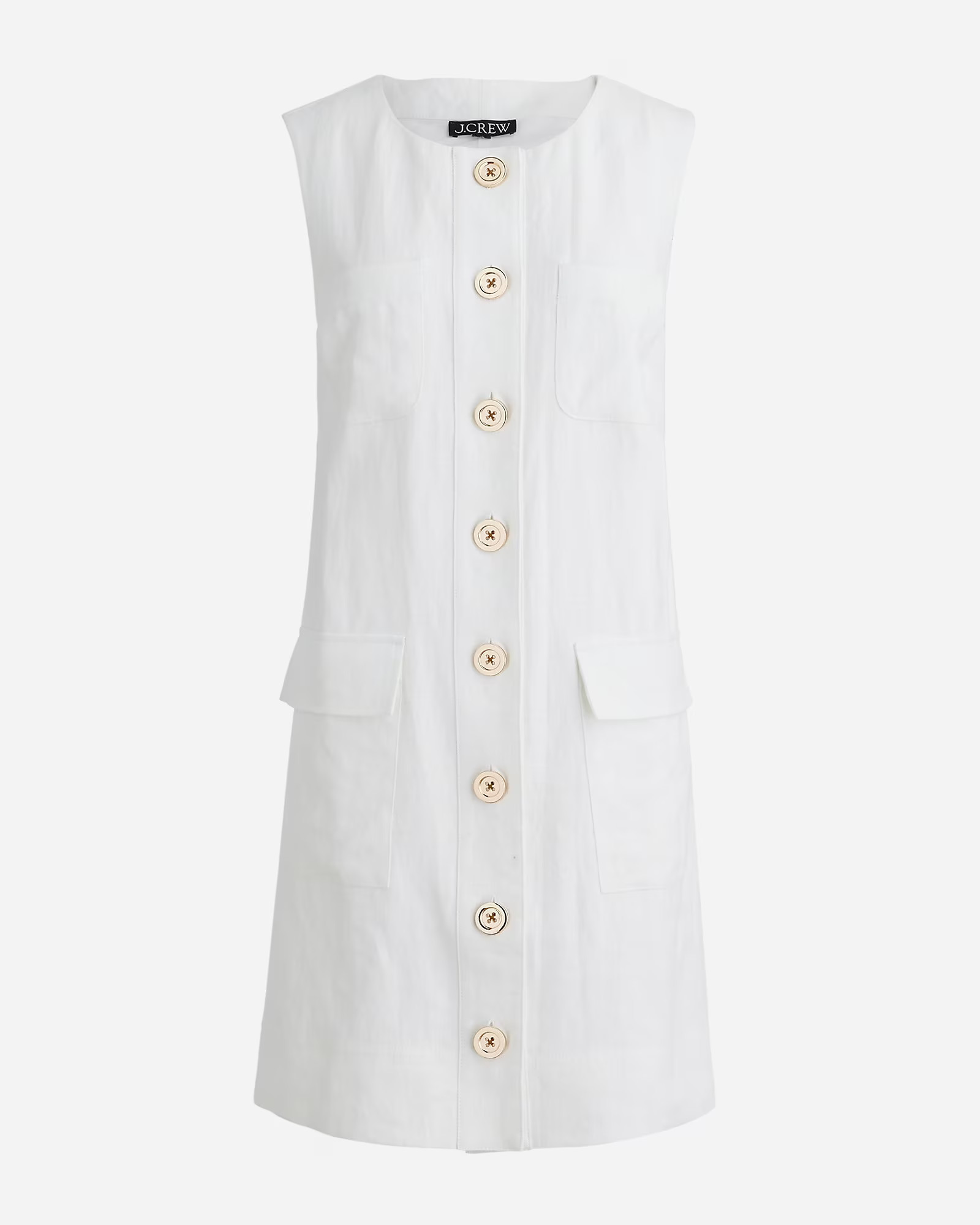 Button-front shift dress in linen | J. Crew US