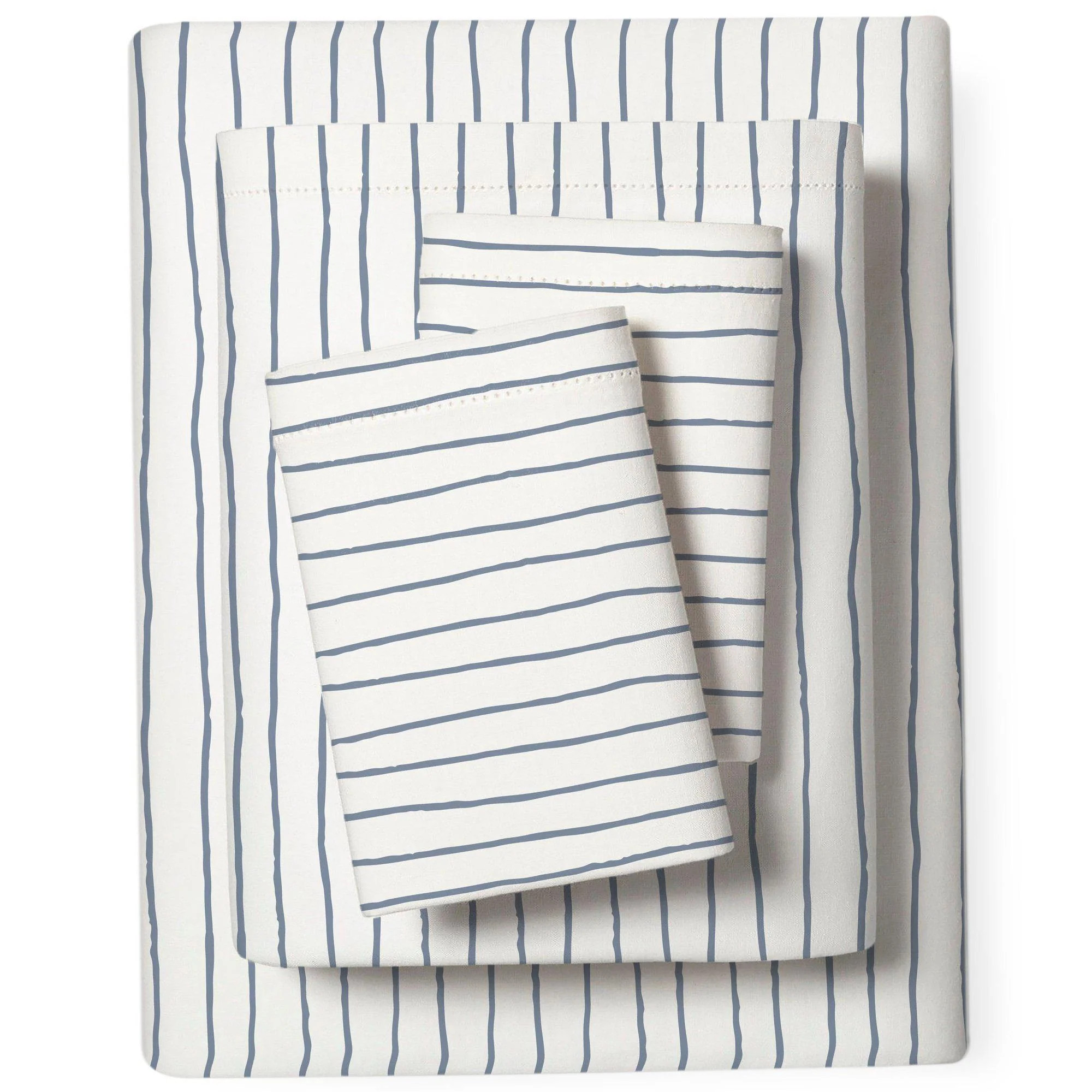 Organic Cotton Sheet Set - Cobi Blue Groovy Stripes | Makemake Organics | Makemake Organics