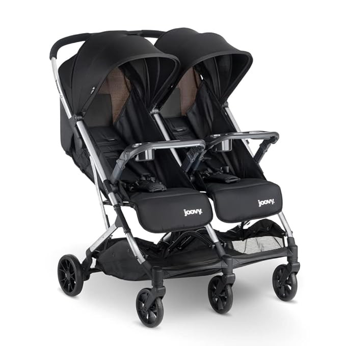 Joovy Kooper X2 Double Stroller, Lightweight Travel Stroller, Compact Fold with Tray, Black | Amazon (US)