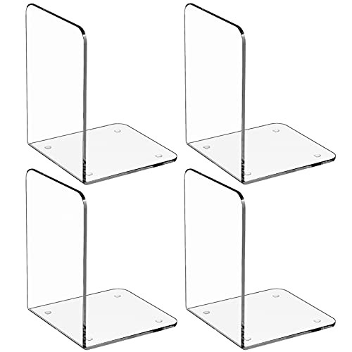 MaxGear Book Ends Clear Acrylic Bookends for Shelves, Non-Skid Bookend, Heavy Duty Book End, Book... | Amazon (US)
