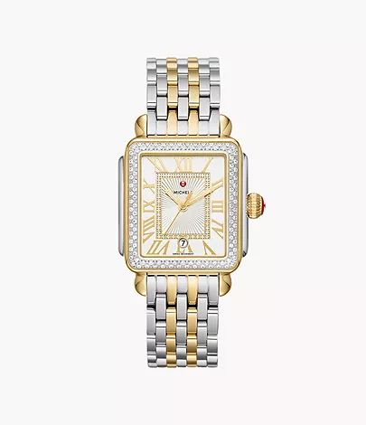 Deco Madison Diamond Two-Tone 18K Gold Diamond Dial Watch | Michele Watches
