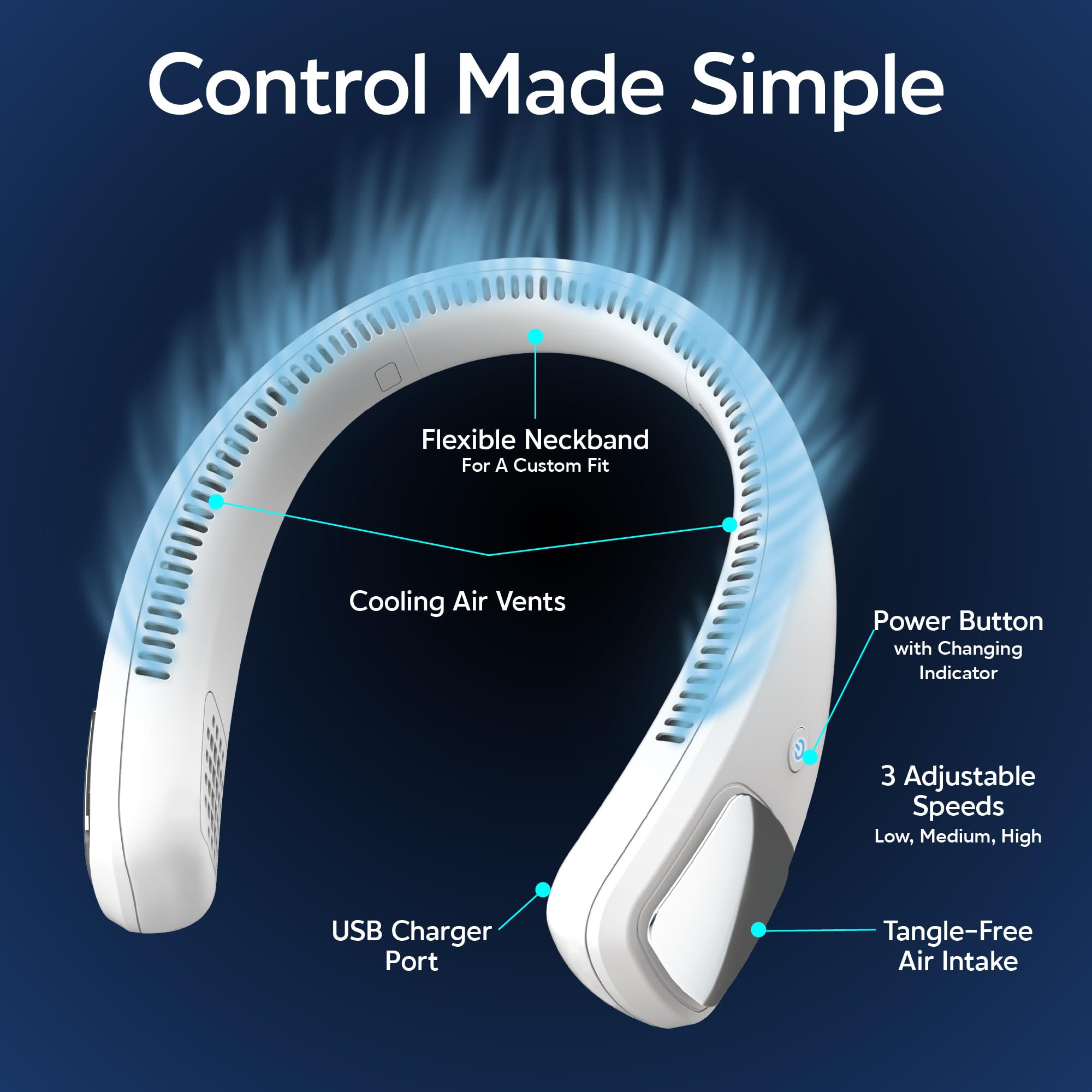 Arctic Air Freedom Personal Air Cooler - Portable 3-Speed Neck Fan, Hands-Free Wearable Design, L... | Amazon (US)