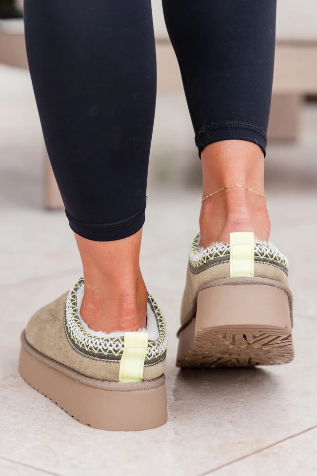 Sydney Olive Platform Slipper | Pink Lily