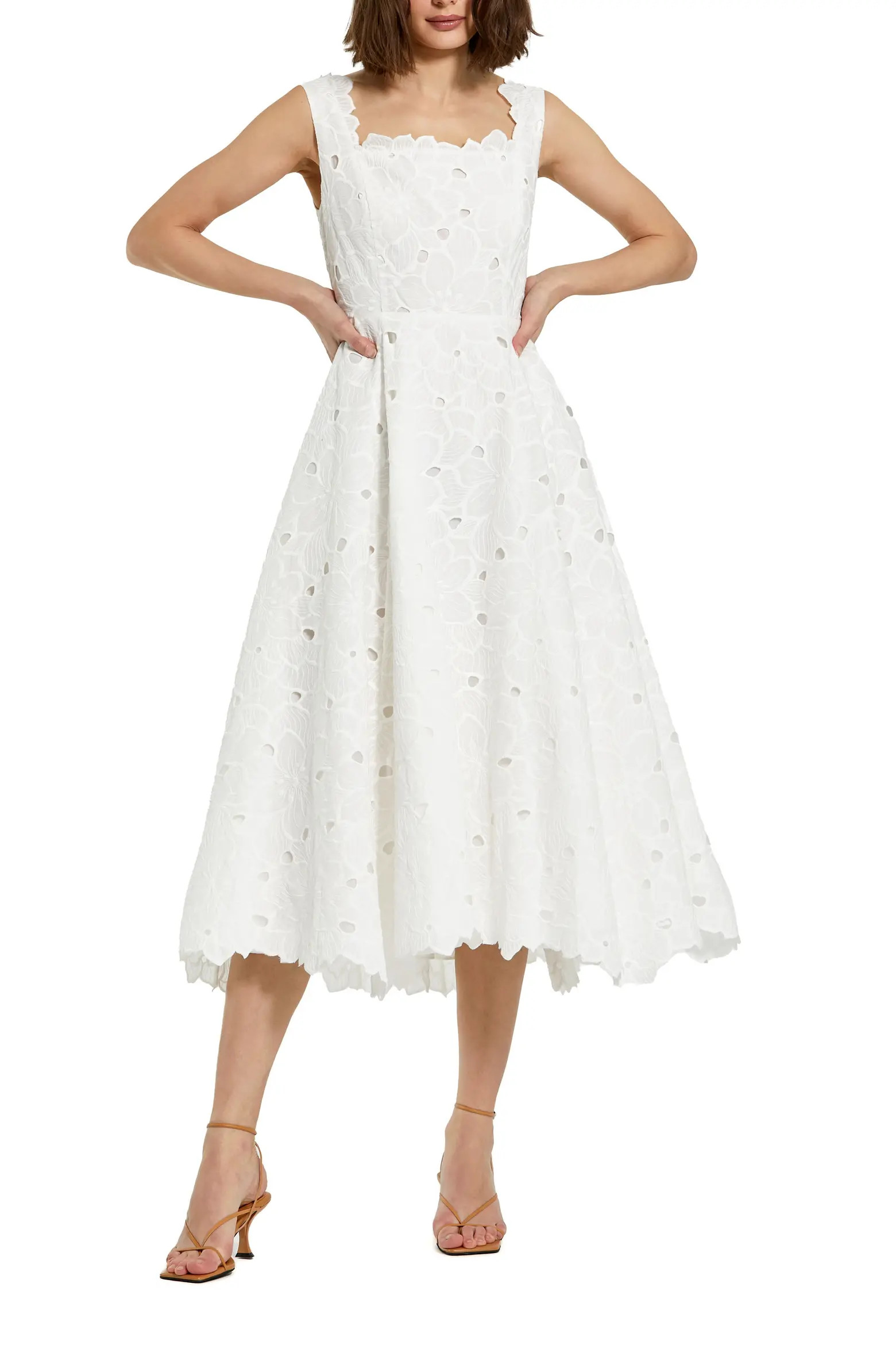 Embroidered Floral A Line Sleeveless Midi Dress (Women) | Nordstrom | Nordstrom