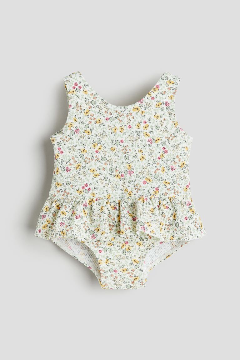 Floral-patterned Swimsuit - Light green/floral - Kids | H&M US | H&M (US + CA)