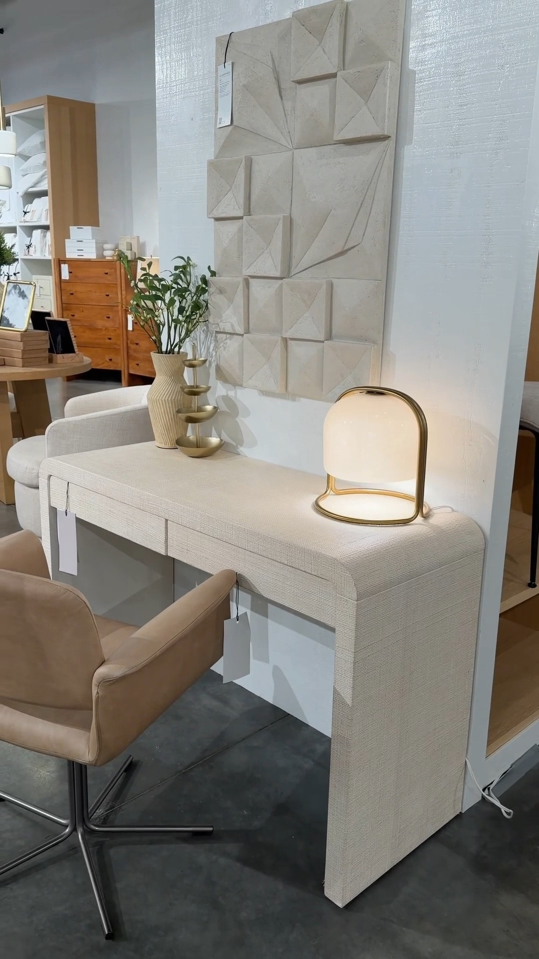 A chic little office moment!  💻✨ The Solstice Painted Raffia Desk (48”) from West Elm is perfect for a small workspace—organic, calming, and beautifully designed. The waterfall silhouette wrapped in woven raffia adds texture and warmth, while the drawers keep everyday essentials neatly tucked away. 🤍 Paired with the Nelson Leather Swivel Office Chair for a polished touch and the Lava Ash Tile Dimensional Wall Art to bring in sculptural interest, this setup feels contemporary yet inviting! Stylish accents, natural materials, and thoughtful design come together effortlessly! 💫 #HomeOfficeInspo #SmallOfficeDesign #ModernWorkspace

#LTKU #LTKHome #LTKSaleAlert