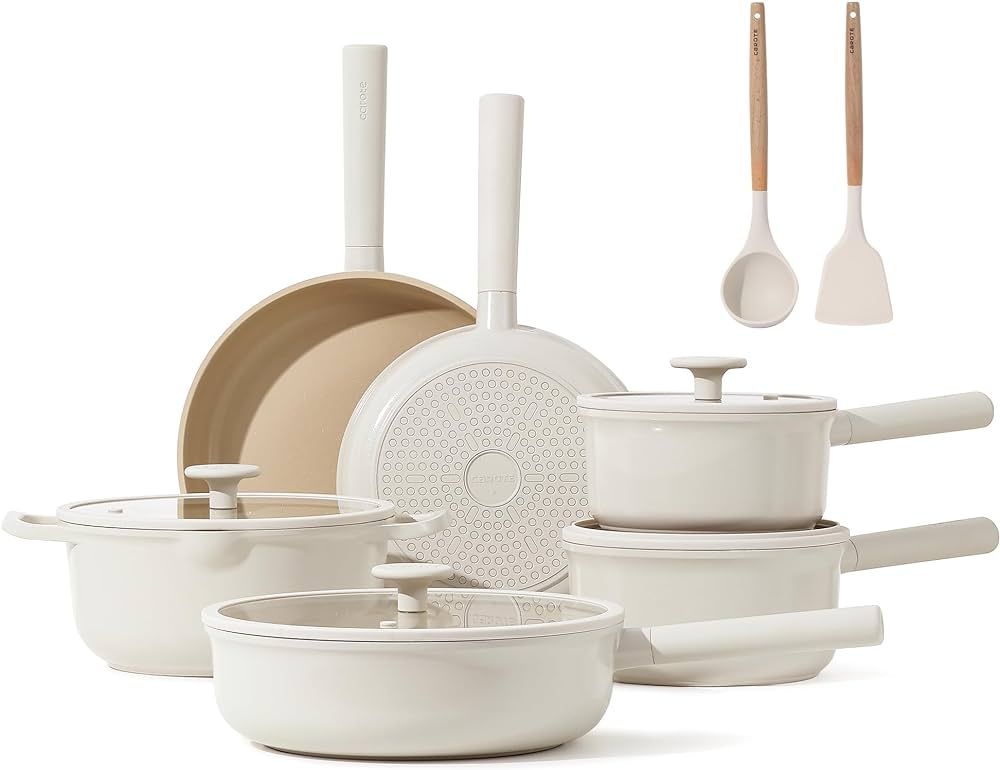 CAROTE 12 Pcs Pots and Pans Set, Ceramic Cookware Sets Nonstick, Healthy Non Stick Induction Cook... | Amazon (US)