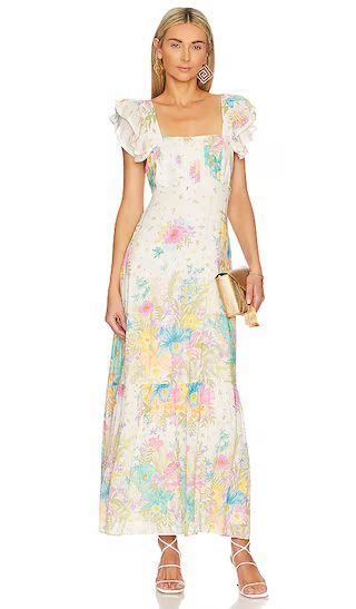 Lei Lei Frill Gown in Cream Floral | Revolve Clothing (Global)