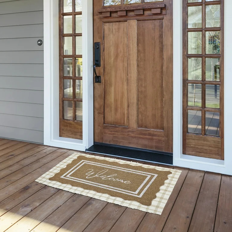 My Texas House Welcome Natural Scalloped Edge and Border Outdoor Coir Doormat, 18" x 30" | Walmart (US)