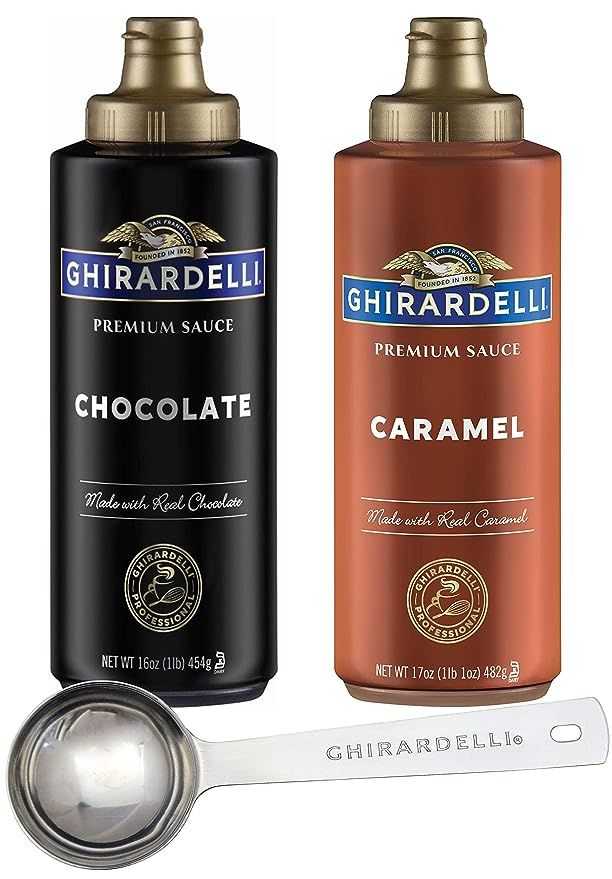 Ghirardelli - 17 Ounce Caramel, 16 Ounce Chocolate Sauce Squeeze Bottles (Set of 2) - with Limite... | Amazon (US)