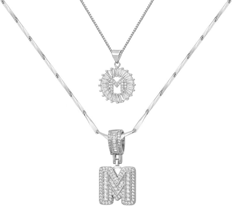2PCS Initial Necklaces for Women, 14K Gold Plated Letter Pendant Set | Trendy Layered Bling Style... | Amazon (US)