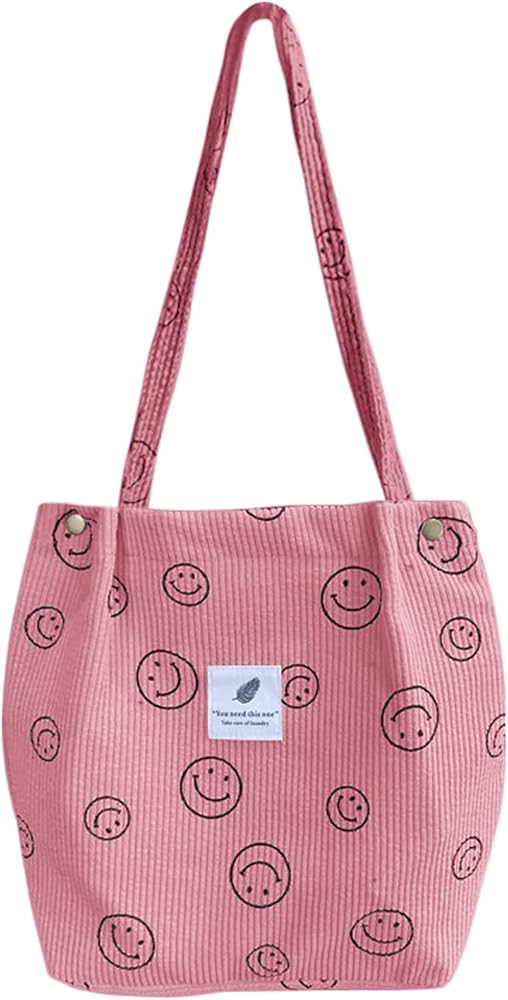 Corduroy Tote Bag Aesthetic Cute Tote Bags Large School Shoulder Bags for Girls Trendy Stuff | Amazon (US)