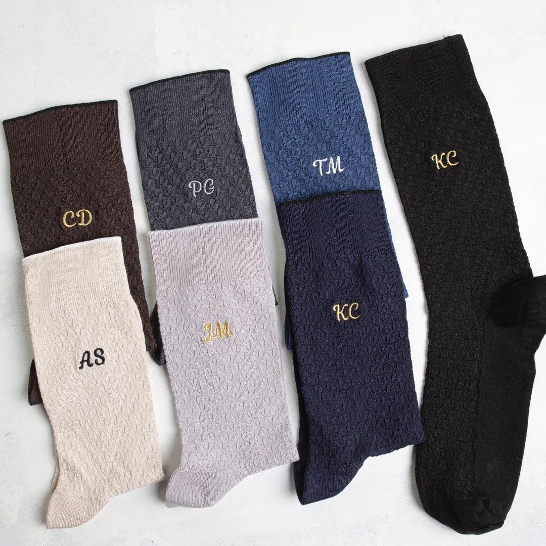 Custom Embroidered Monogram Bamboo Socks, Personalized Groomsmen Socks, Mens Wedding Socks, Custo... | Etsy (US)