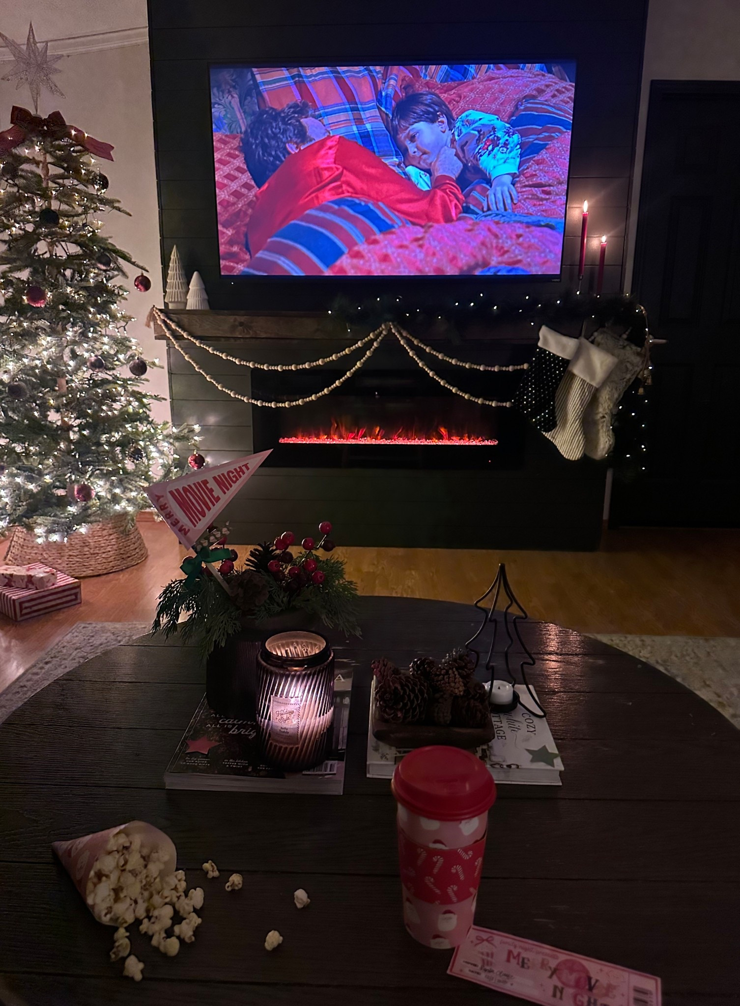 Christmas movie night with the help of @the.lettervee 🥰✨

#LTKHoliday #LTKmomlife #LTKHome
