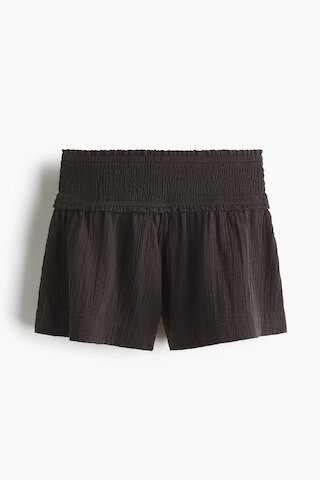 H & M - Smocked-waist mini shorts - Grey | H&M (UK, MY, IN, SG, PH, TW, HK)