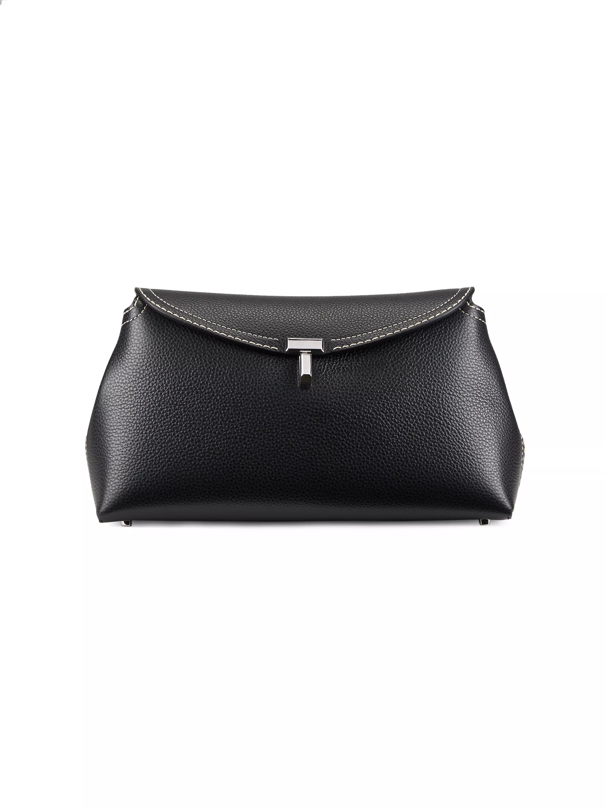 Shop Toteme T-Lock Leather Clutch | Saks Fifth Avenue | Saks Fifth Avenue