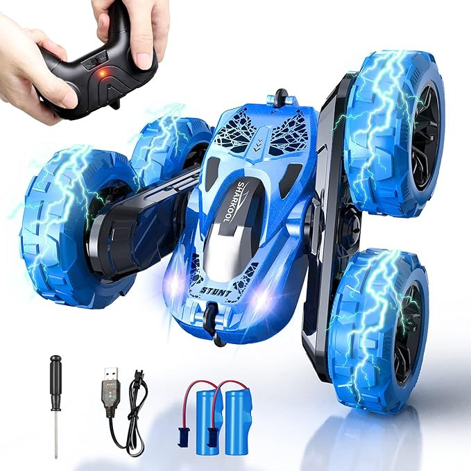 Remote Control Car [Upgraded 2021], SHARKOOL 4WD 2.4Ghz RC Car Stunt Car Toy, High Speed Double S... | Amazon (US)