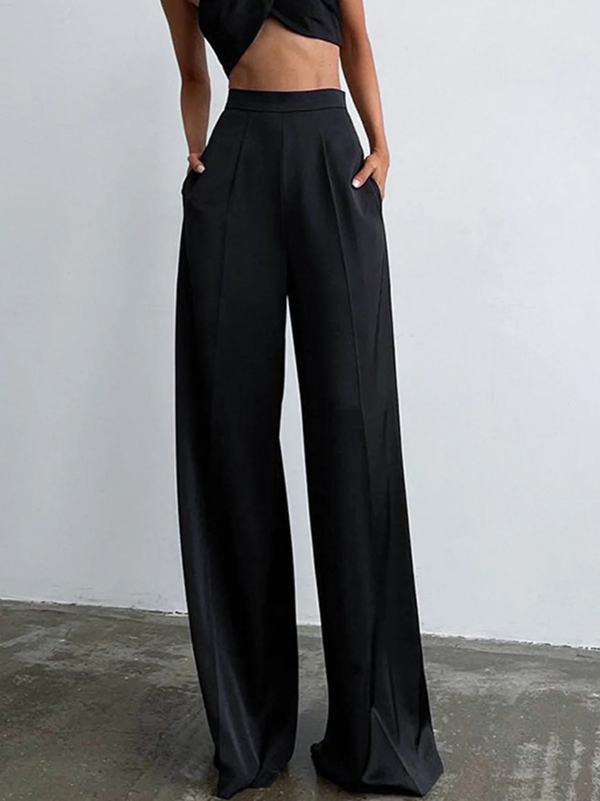 Oversized Satin Wide Leg Dress Pants | Commense