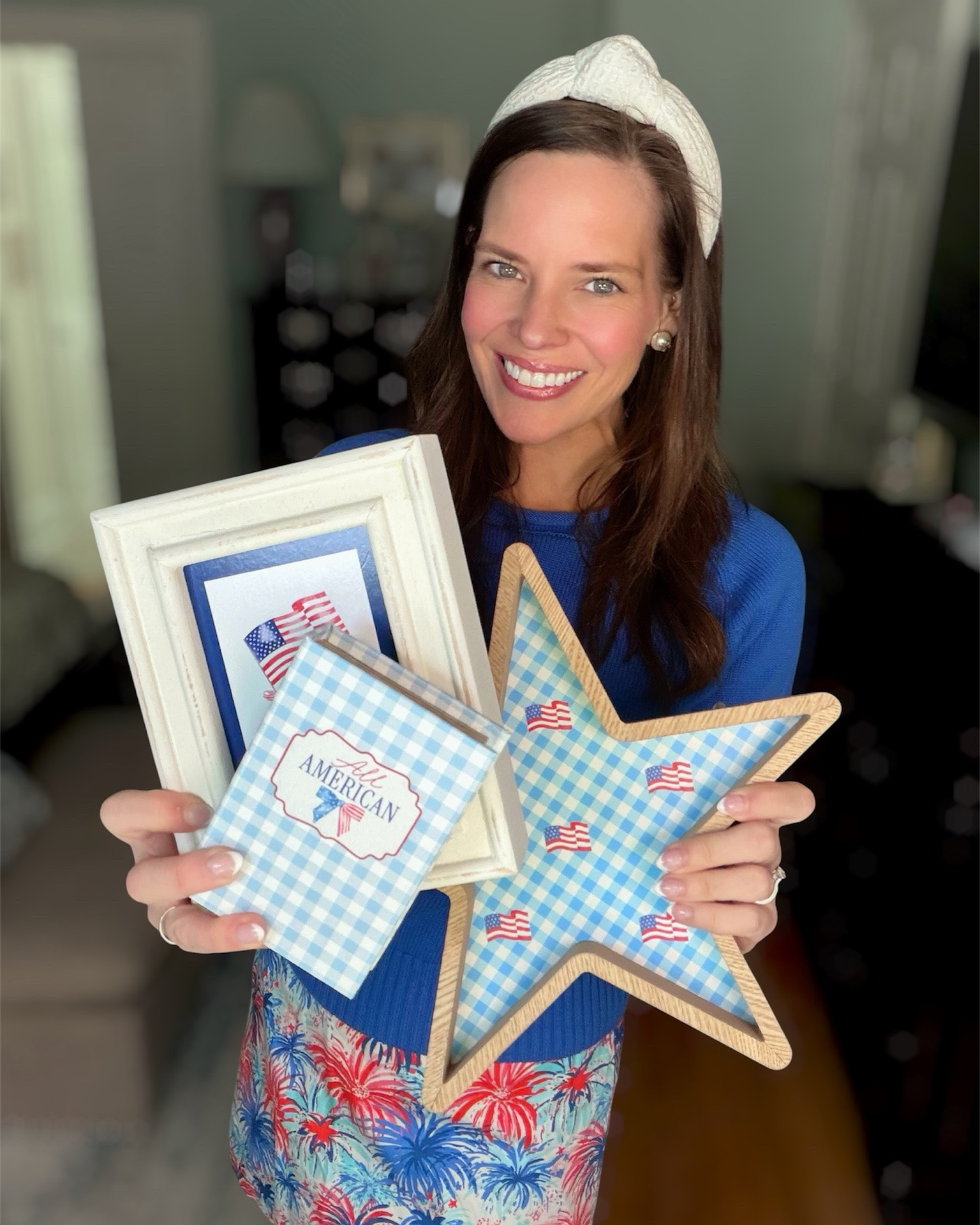 Preppy Patriotic Decor & Americana Outfit Finds 🇺🇸✨

All the red, white & blue details I’m loving lately 🇺🇸💙 From the cutest Americana outfit to charming patriotic decor finds, these pieces are perfect for summer hosting, Memorial Day, and the 4th of July. Loving the sailboat sweater, fireworks print skirt, striped lobster sandals, and the sweetest gingham star tray + tabletop decor pieces ❤️✨

Patriotic outfit, Americana style, preppy summer outfit, patriotic decor, red white and blue decor, 4th of July outfit, coastal grandmother style, summer hosting decor, gingham decor, Americana home decor, Lilly Pulitzer style, patriotic sandals, sailboat sweater, fireworks skirt, summer tablescape ideas 🇺🇸

#LTKHome #LTKSeasonal #LTKmomlife