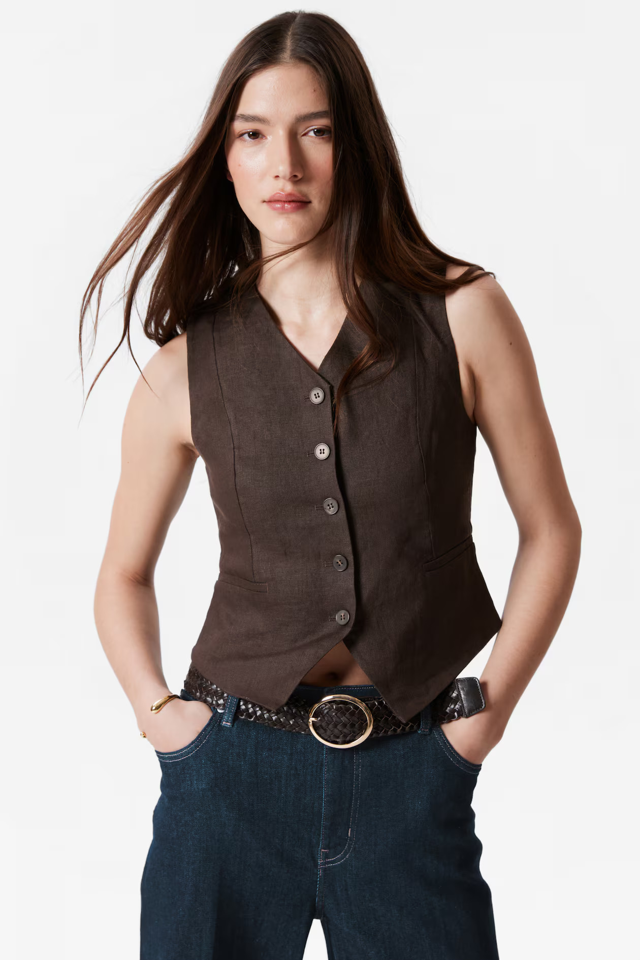 Elegant linnen gilet | H&M (DE, AT, CH, NL, FI)