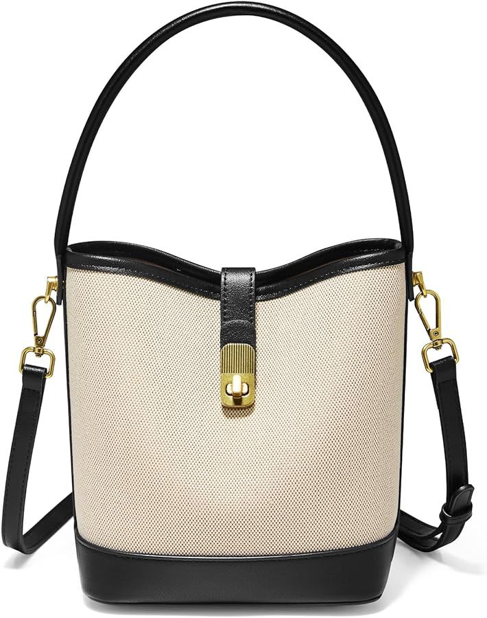 LAORENTOU Small Fabric Bucket Top-handle Crossbody Bag for Women Satchel Trendy Handbags Canvas | Amazon (US)