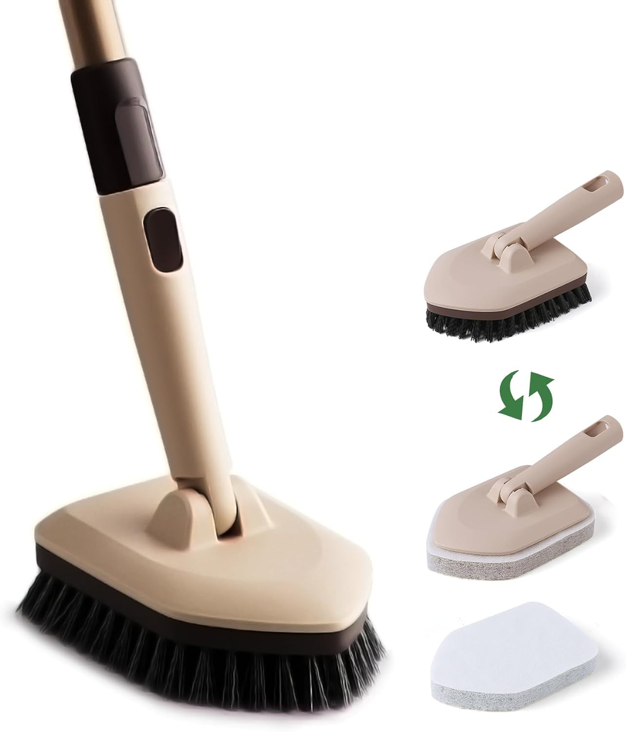 Eyliden 2-in-1 Floor & Tub Scrubber Brush - 1 Stiff Bristles Brushes & 2 Non-Scratch Pads, 180°Swivel Head, Adjustable Handle - Deep Cleaning Tub, Bathroom, Tile, Shower, Sink | Amazon (US)