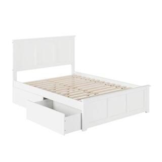 Madison White Full Platform Bed with Matching Foot Board with 2-Urban Bed Drawers | The Home Depot