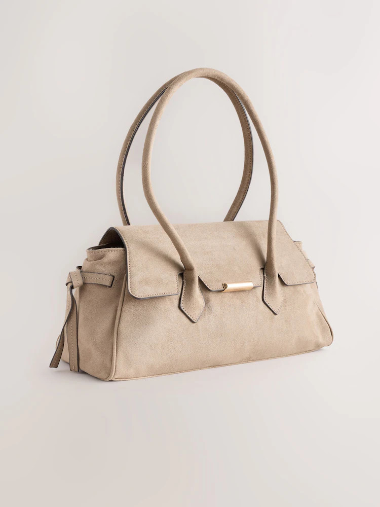 Camel Suedette Elongated Shoulder Bag | Next US