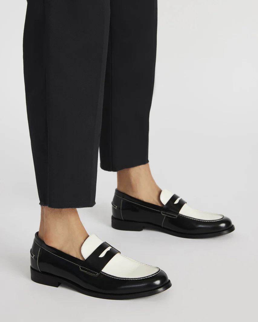 NATAN Black/ White Leather Men's Slip-On Dress Loafer | Steve Madden (US)