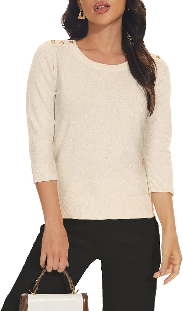 Spicy Sandia Women's 3/4 Sleeve Crew Neck Pullover Sweaters Lightweight Dressy Casual Trendy Knit... | Amazon (US)