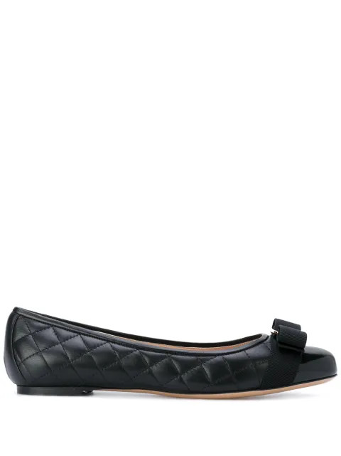 Salvatore Ferragamo Vara Leather Ballerina Flats  - Farfetch | Farfetch (CA)