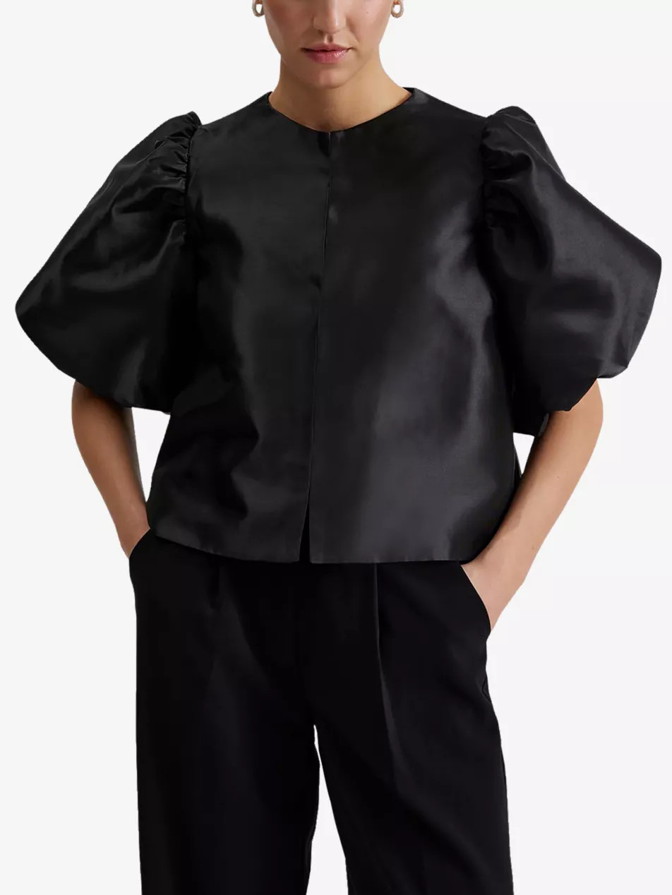Cleo balloon-sleeve satin blouse | Selfridges