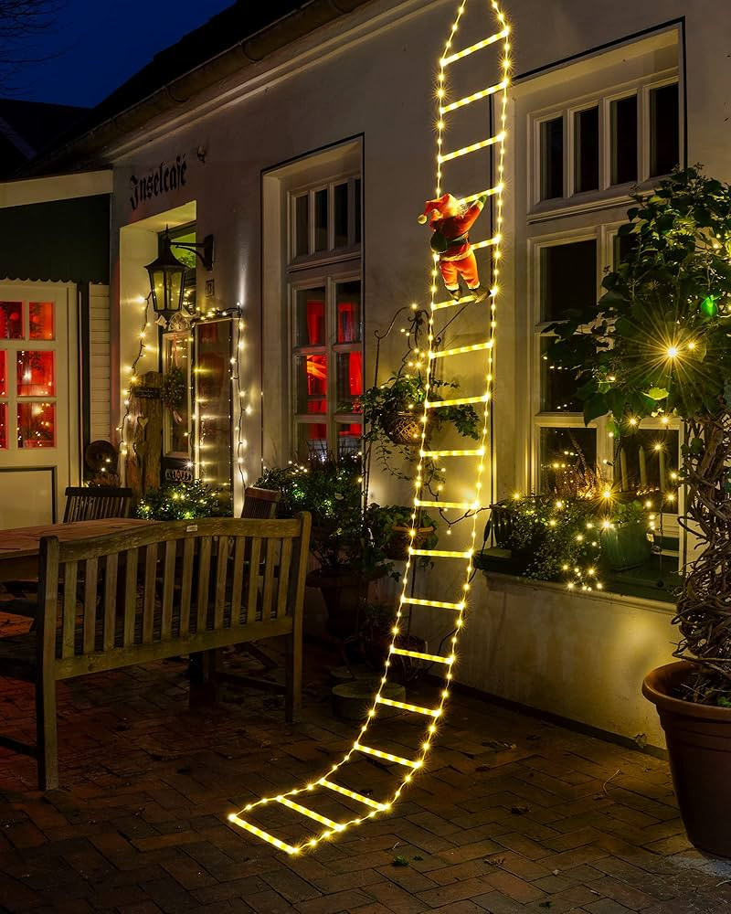 Toodour LED Christmas Lights - 10ft Christmas Decorative Ladder Lights with Santa Claus, Xmas Dec... | Amazon (US)