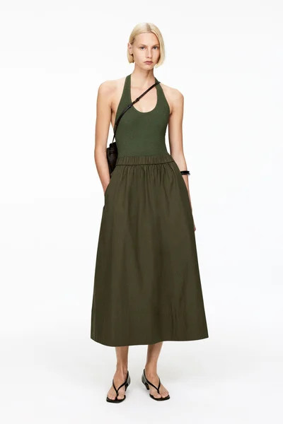 A-Line Cotton Skirt – Khaki Green – Children – ARKET GB | Arket UK