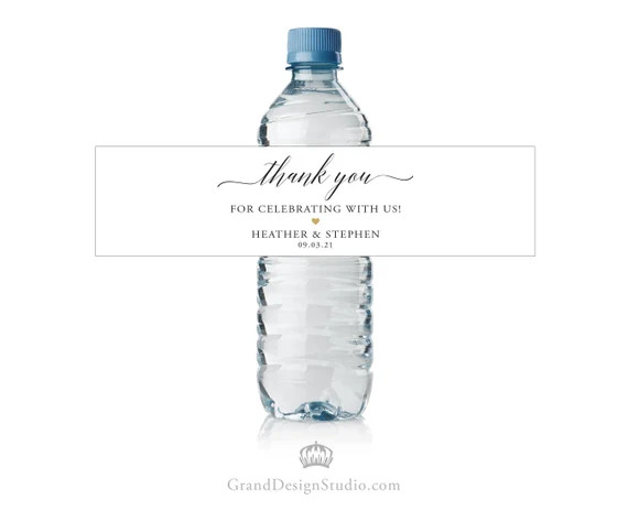 Water Bottle Label Wedding - Thank You - Custom Water Bottle Label - Water Bottle Wraps - Waterpr... | Etsy (US)