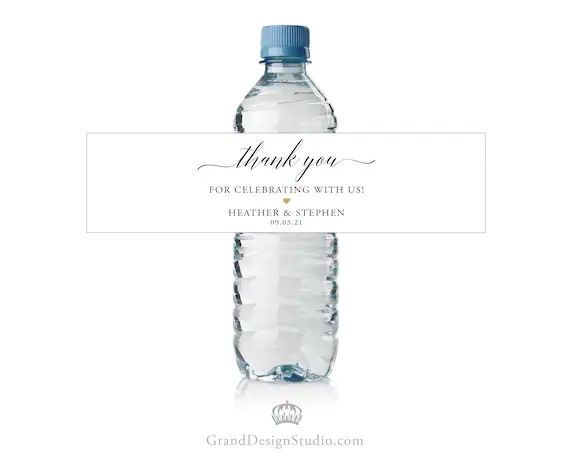 Water Bottle Label Wedding - Thank You - Custom Water Bottle Label - Water Bottle Wraps - Waterpr... | Etsy (US)